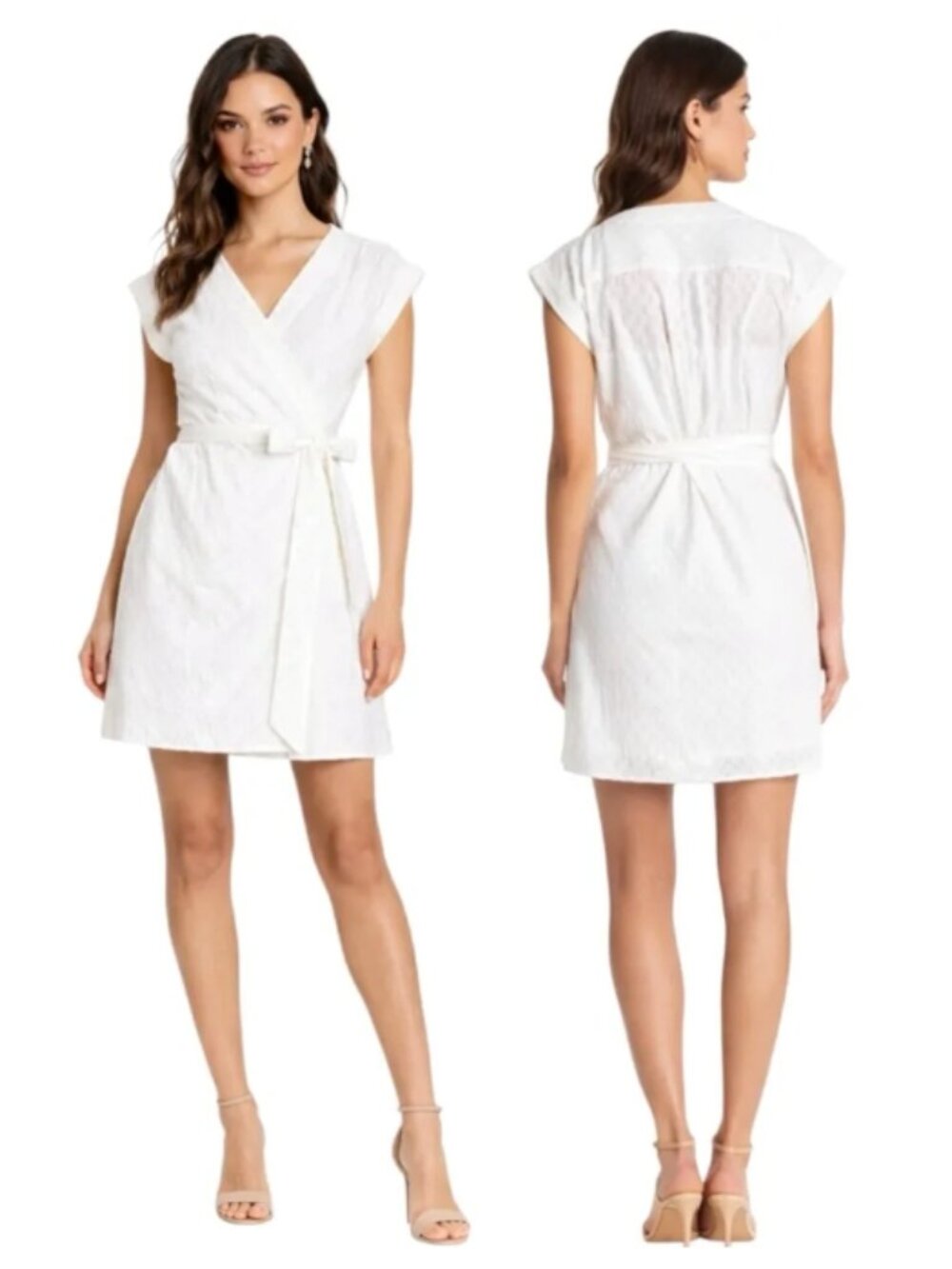 EUC FRAME Blanc Cotton White Textured Wrap Dress Mini in Size L